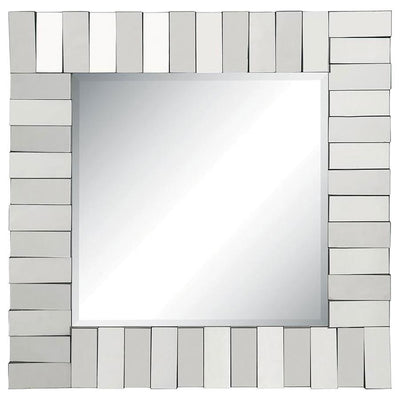 Tanwen - Square Wall Mirror With Layered Panel - Silver.