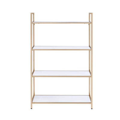 Ottey - Bookshelf - White High Gloss & Gold