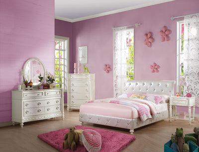 Dorothy - Twin Bed - Pearl White PU & Ivory - Grand Furniture GA