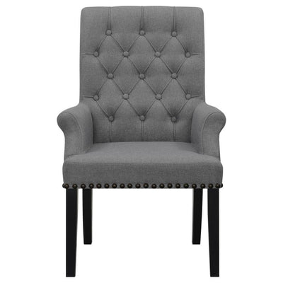 Alana - Upholstered Tufted Arm Chair With Nailhead Trim - Gray / Rustic Espresso - Grand Furniture GA