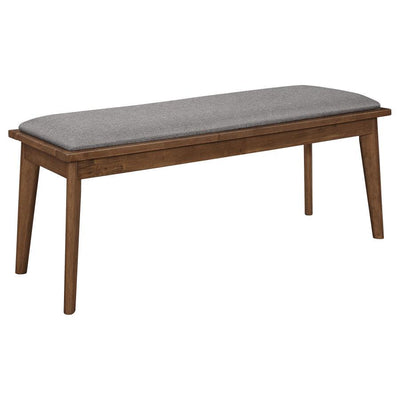 Alfredo - Upholstered Dining Bench - Grey and Natural Walnut.