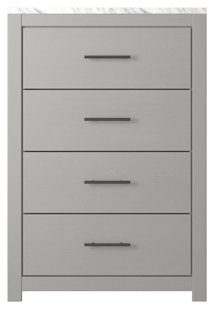 Cottonburg - Light Gray / White - Four Drawer Chest.