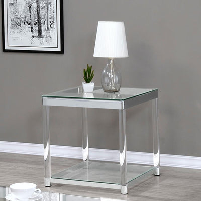 Anne - End Table With Lower Shelf - Chrome And Clear - End Tables - Grand Furniture GA