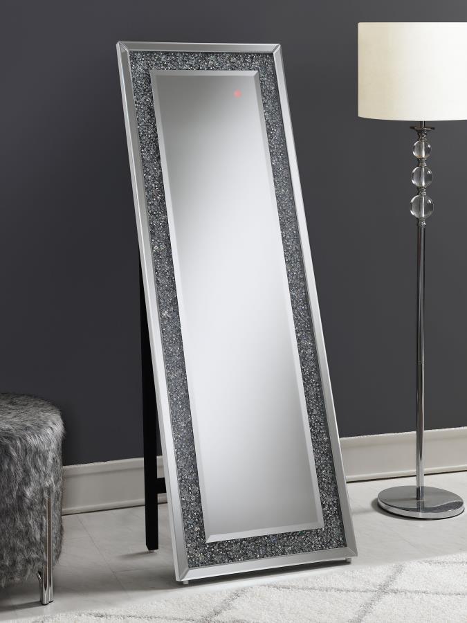 Carisi - Rectangular Standing Mirror With Led Lighting - Silver.