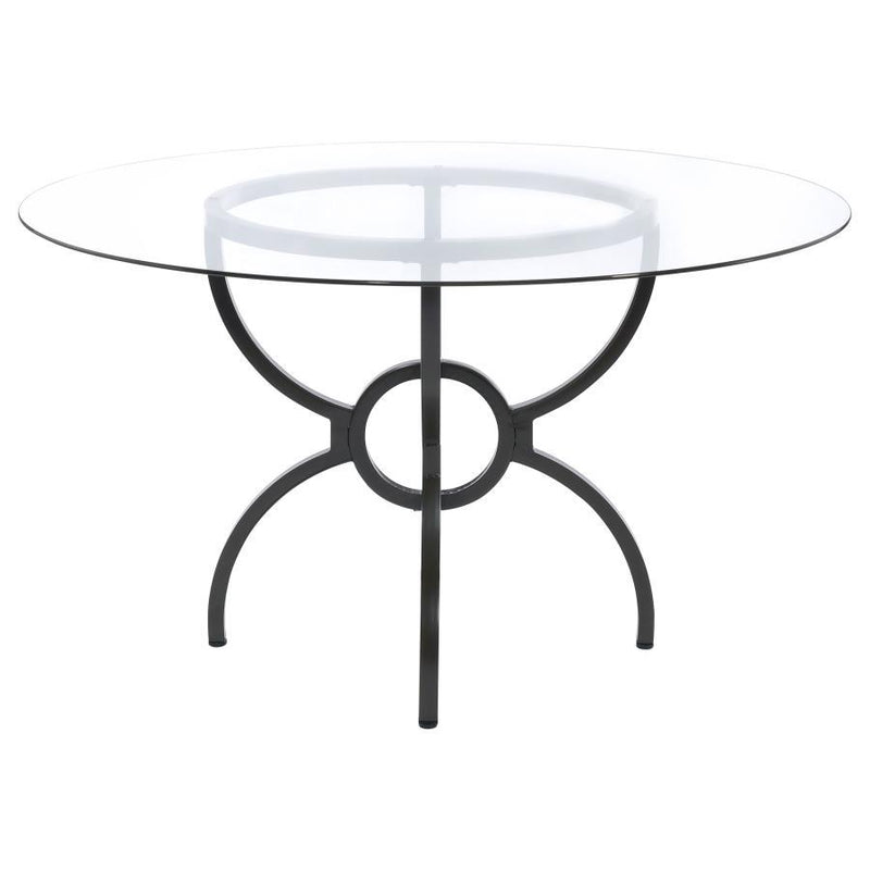 Aviano - 48" Round Glass Top Dining Table - Clear And Gunmetal