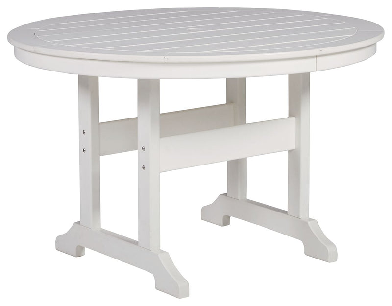 Crescent Luxe - White - Round Dining Table W/Umb Opt.