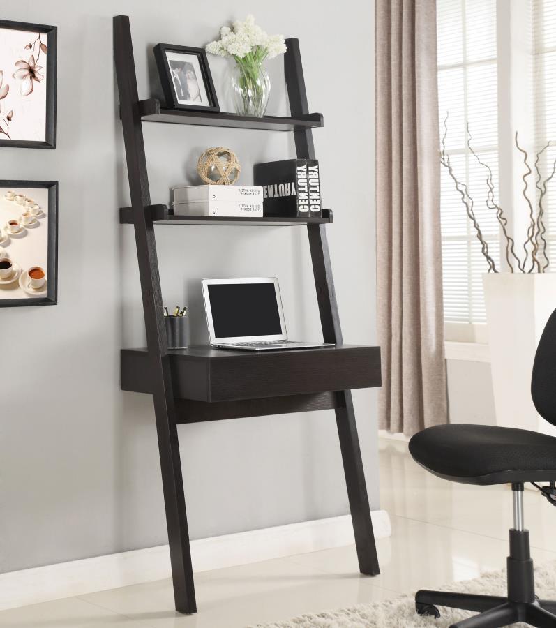 Colella - 2-Shelf Writing Ladder Desk - Cappuccino.