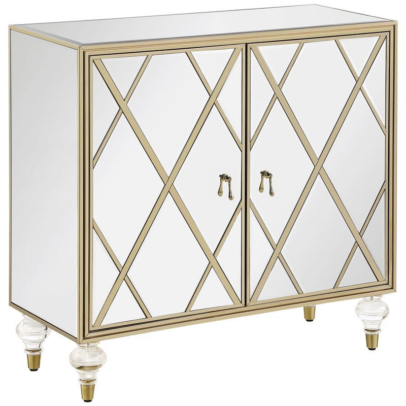 Astilbe - 2-Door Accent Cabinet - Mirror and Champagne.