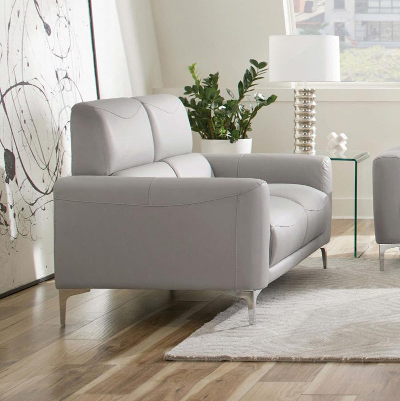 Glenmark - Track Arm Upholstered Loveseat - Taupe.