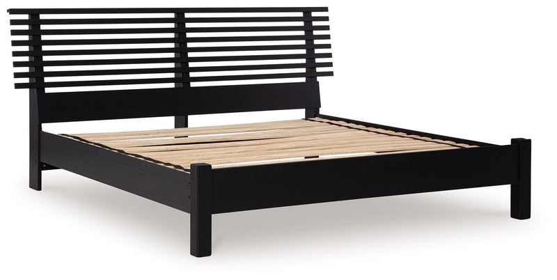 Danziar - Black - King Slat Panel Bed With Low Footboard