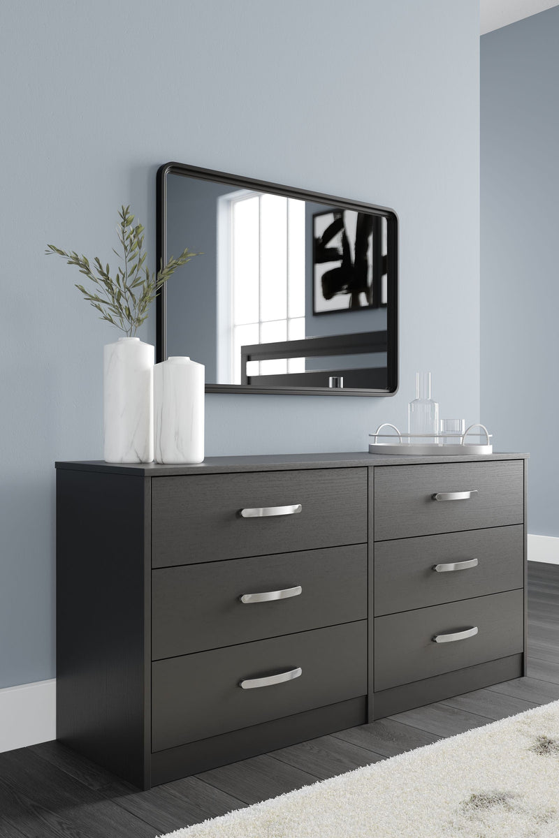 Finch - Black - Six Drawer Dresser - 29&