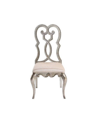 Esteban - Side Chair (Set of 2) - Ivory Velvet & Antique Champagne Finish - Grand Furniture GA