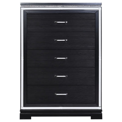 Cappola - Rectangular 5-Drawer Chest - Silver and Black.