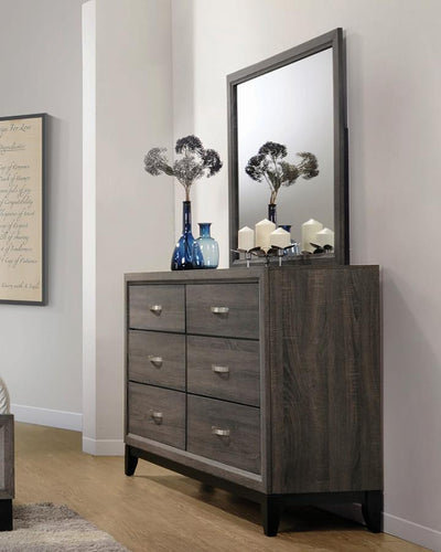 Watson - 6-Drawer Dresser - Grey Oak and Black.