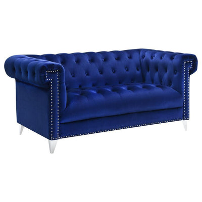 Bleker - Tufted Tuxedo Arm Loveseat - Blue.