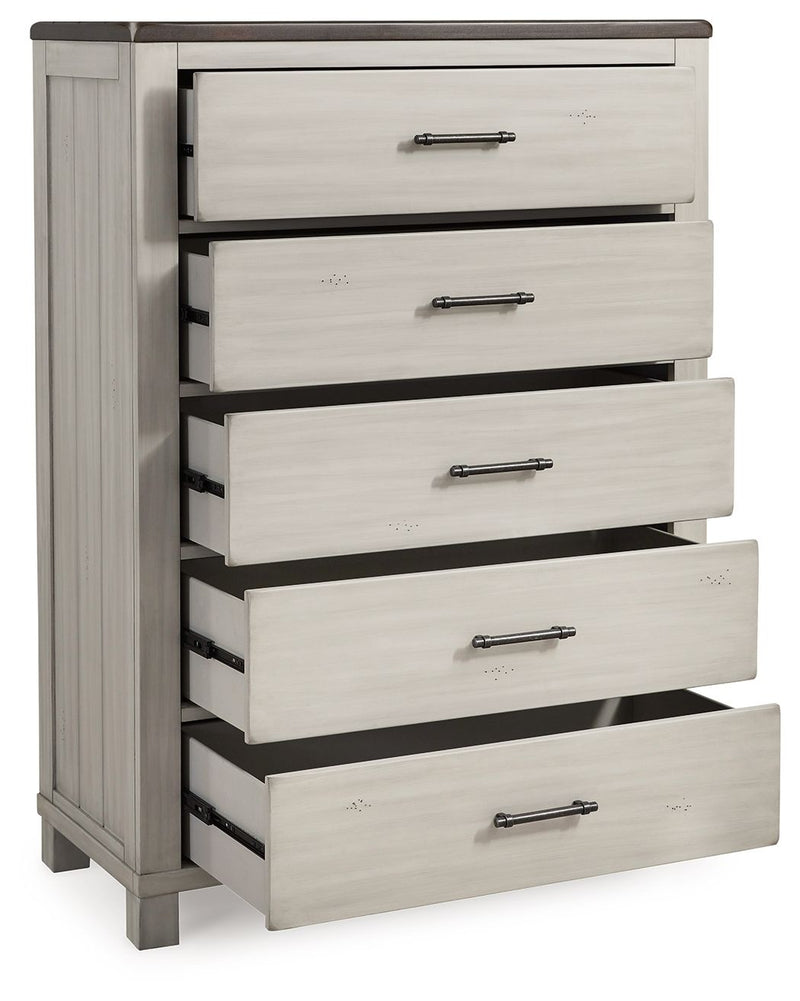 Darborn - Gray / Brown - Five Drawer Chest.