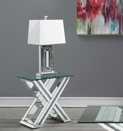 Bonnie - X-Base Rectangle Glass Top End Table - Mirror.