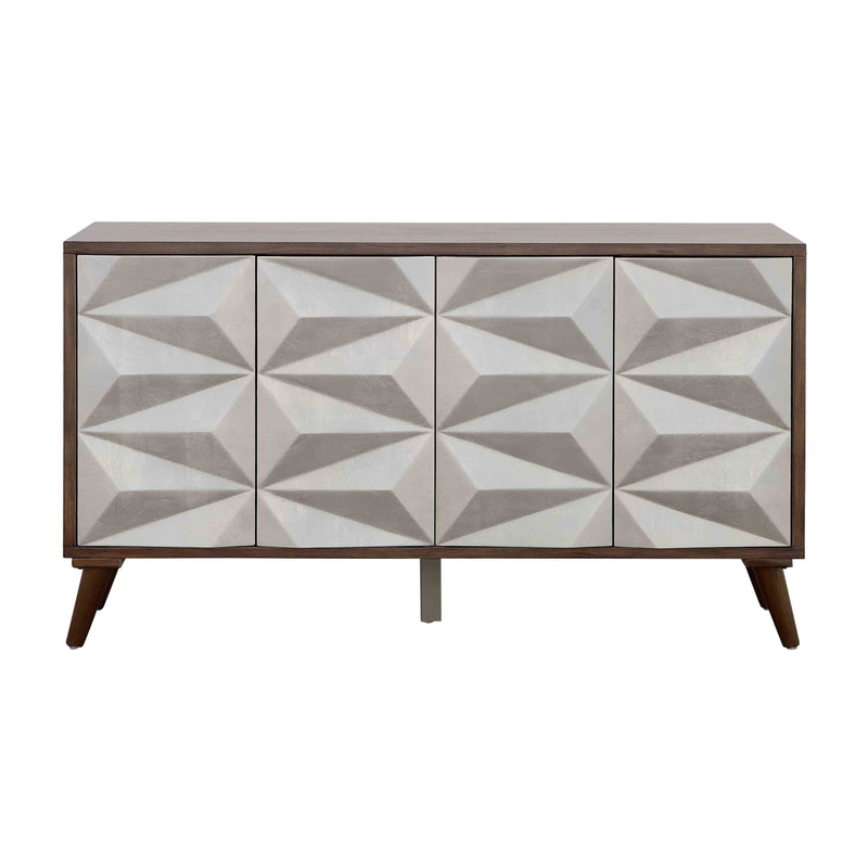 Mt.Rainier - Four Door Credenza - Brown & Silver