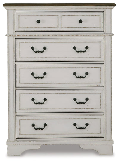 Brollyn - White / Brown / Beige - Five Drawer Chest.