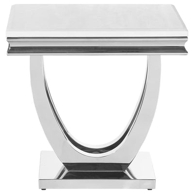 Kerwin - U-Base Square End Table - White And Chrome