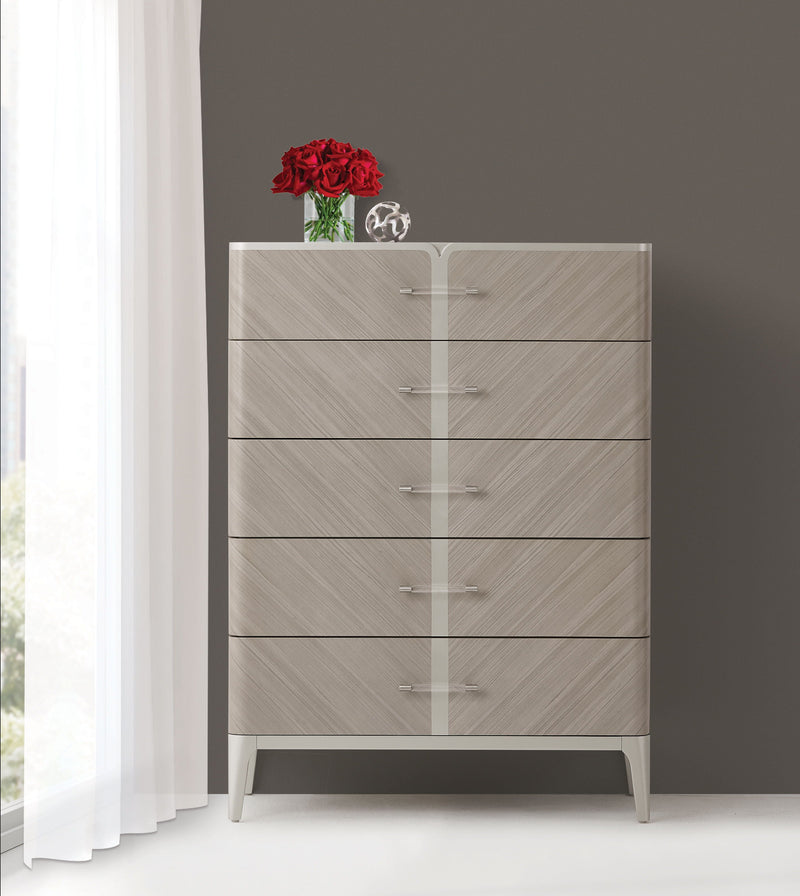 Lanterna - Wood Highboy Chest - Silver Mist