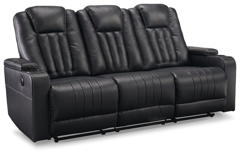 Center Point - Black - Rec Sofa W/Drop Down Table - Reclining Sofas - Grand Furniture GA