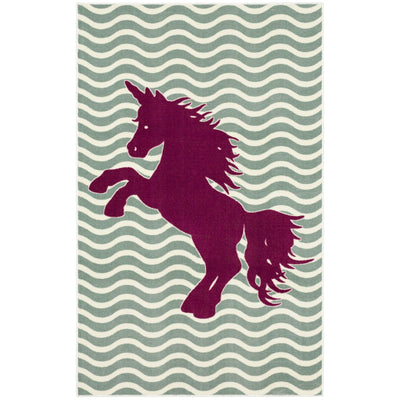 Baron - 5' x 8' Area Rug Horse - Sage Green / Fuchsia.