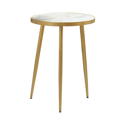 Acheson - Round Accent Table - White and Gold.