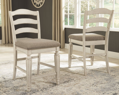 Realyn - Chipped White - Upholstered Barstool (Set of 2).