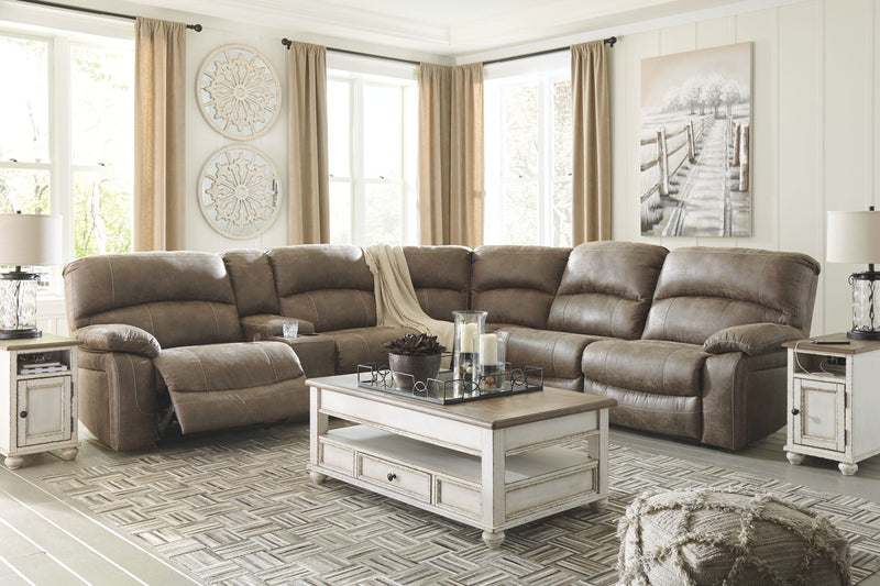 Segburg - Driftwood - Left Arm Facing Power Sofa With Console 4 Pc Sectional.