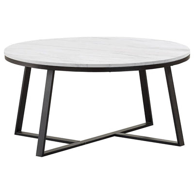 Hugo - Round Coffee Table - White and Matte Black.