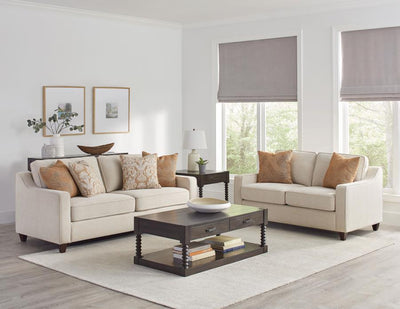 Christine - 3 Piece Cushion Back Living Room Set - Beige - Grand Furniture GA