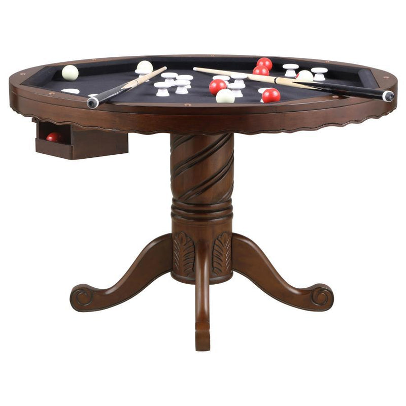 Turk - 3-In-1 Round Pedestal Game Table - Tobacco.