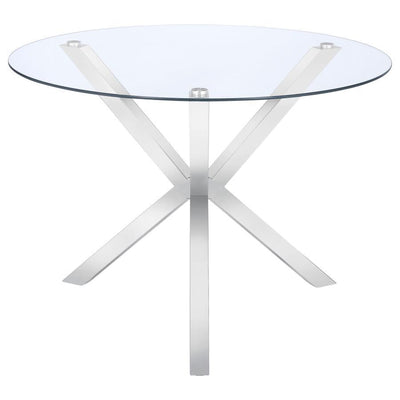 Vance - Glass Top Dining Table With X-Cross Base - Chrome - Dining Tables - Grand Furniture GA