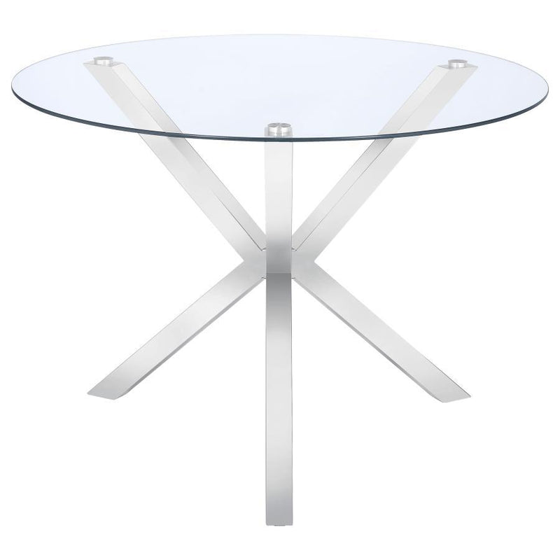 Vance - Glass Top Dining Table With X-Cross Base - Chrome - Dining Tables - Grand Furniture GA