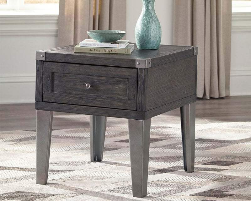 Todoe - Dark Gray - Rectangular End Table.
