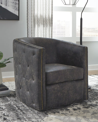 Brentlow - Distressed Black - Swivel Chair.