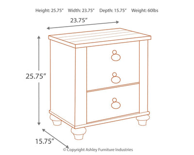 Willowton - Brown / Beige / White - Two Drawer Night Stand.