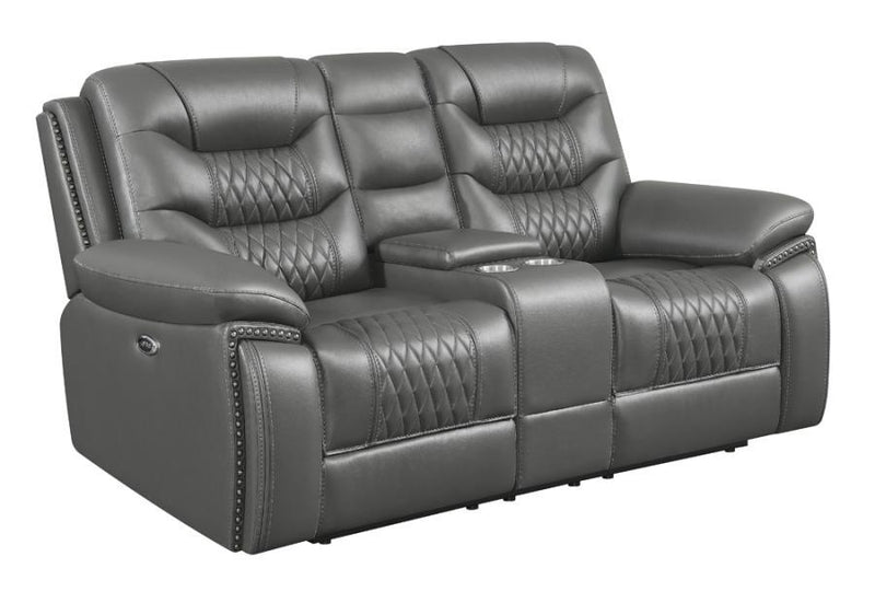 Flamenco - Tufted Upholstered Power Loveseat With Console - Charcoal.