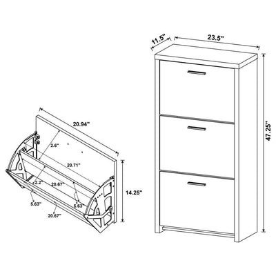 Vivian - 3-Drawer Shoe Cabinet - Black.