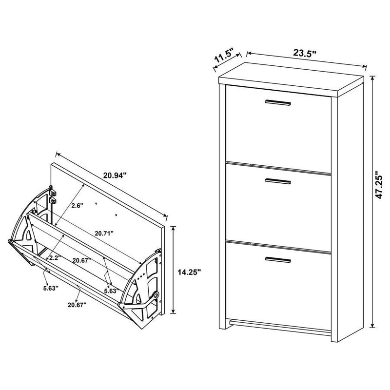 Vivian - 3-Drawer Shoe Cabinet - Black.