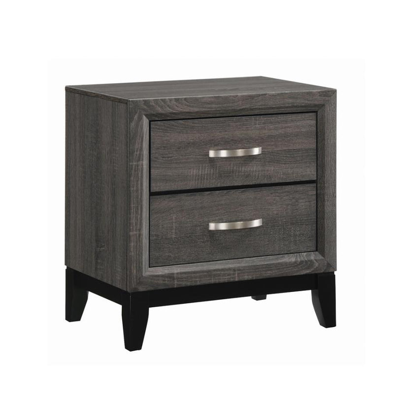 Watson - 2-Drawer Nightstand - Grey Oak and Black.