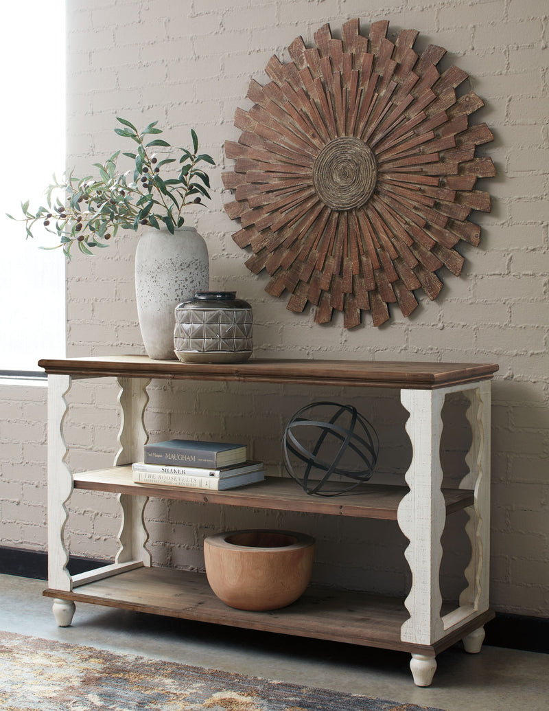 Alwyndale - Antique White / Brown - Console Sofa Table.