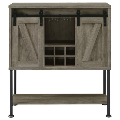 Claremont - Sliding Door Bar Cabinet With Lower Shelf - Grey Driftwood.