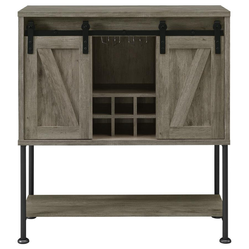 Claremont - Sliding Door Bar Cabinet With Lower Shelf - Grey Driftwood.