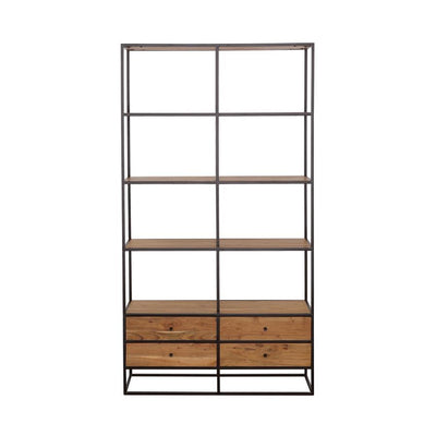 Belcroft - 4-Drawer Etagere - Natural Acacia and Black.