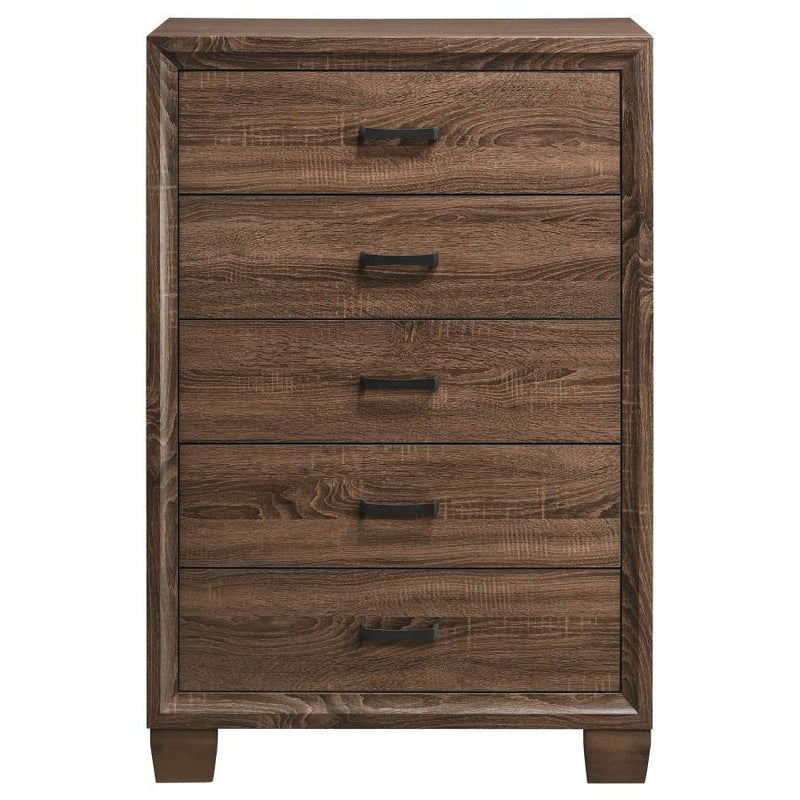 Brandon - 5-Drawer Chest - Medium WArm - Brown - Grand Furniture GA