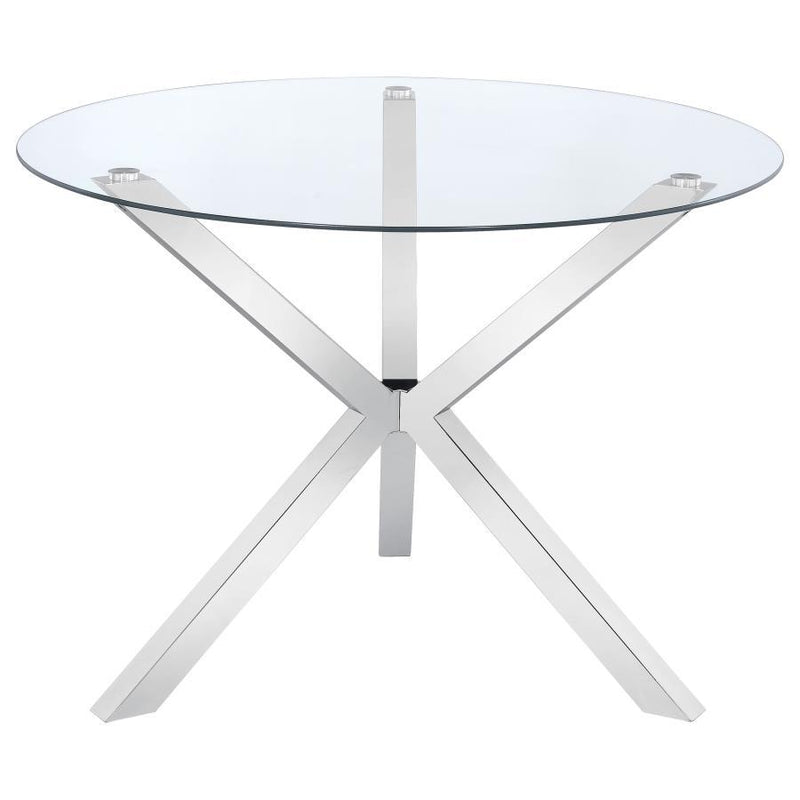 Vance - Glass Top Dining Table With X-Cross Base - Chrome - Dining Tables - Grand Furniture GA