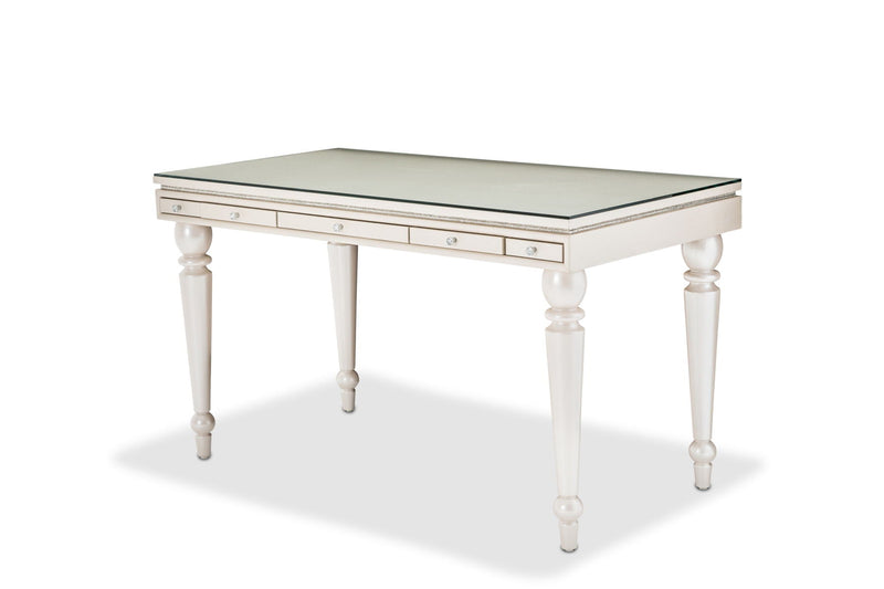 Glimmering Heights - Writing Desk w / Glass Top - Ivory.