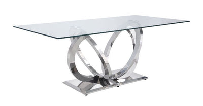 Finley - Dining Table - Clear Glass & Mirrored Silver Finish - Grand Furniture GA